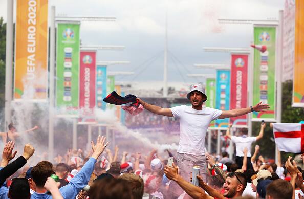 Euro 2020:The final that will decide the champion of Europe is here. England will take on Italy in the all-important final. But before the start of the match, English fans have taken to streets. The party has officially BEGUN outside the Wembley Stadium in London. (Image: Getty)