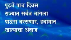 Maharashtra Rain Forecast : पुढचे पाच दिवस राज्यात सर्वत्र चांगला पाऊस बरसणार; हवामान खात्याचा अंदाज