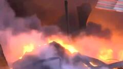 Delhi: Massive fire at PVC market, tenders struggle to control situation