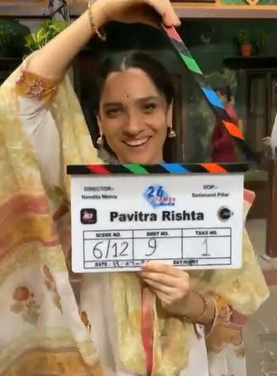 Taking to Instagram on Sunday evening, Ankita shared a boomerang video playing with the show's clapboard. 