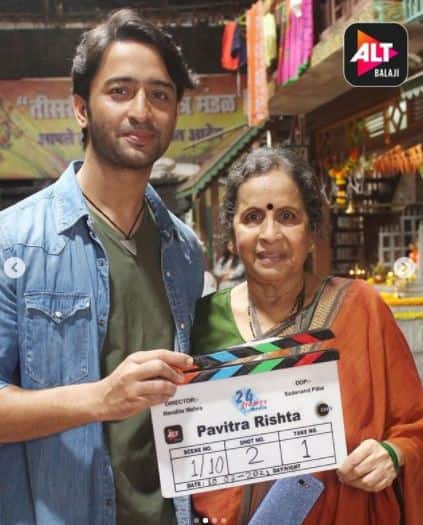 The actress also reposted some pics from the sets shared by the official page of Alt Balaji featuring other characters and Shaheer posing together with the show's clapboard. [pic credit: Instagram/Ankita Lokhande]