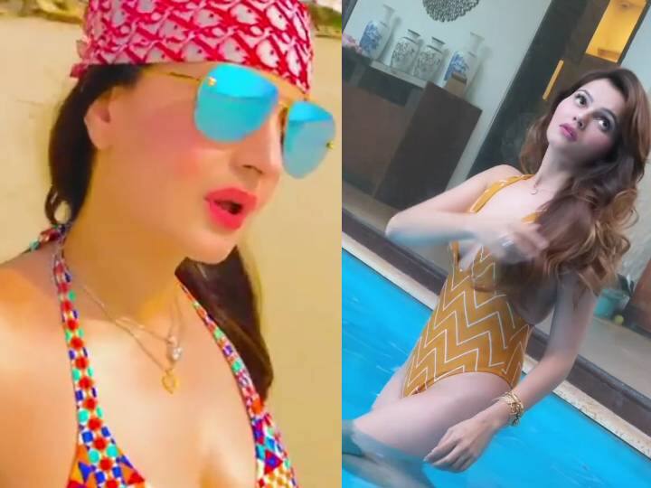 Ameesha Patel Rubina dilaik bikini videos viral on social media Video: अमीशा पटेल और रुबीना दिलैक ने फ्लॉन्ट किया अपना बिकिनी लुक, वीडियो में देखें दोनों का ग्लैमरस अंदाज