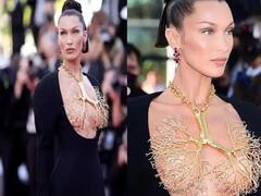 Cannes 2021: ફેફસાં જેવો દેખાતો નેકલેસ પહેરીને રેડ કાર્પેટ પર ઉતરી સુપર મૉડલ Bella Hadid, લોકો રહી ગયા જોતા.....