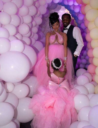 Earlier, Cardi gave her fans glimpse of the luxurious celebrations - including a petting zoo, women dressed up as Disney princesses, a towering Cinderella cake and a balloon tunnel. [pic credit: Instagram/Cardi B]