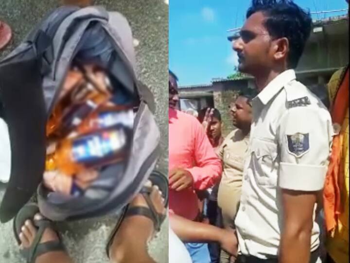 वाह री बिहार पुलिस! बैग में शराब लेकर घर जा रहा था जवान, दुर्घटना के बाद सड़क पर बिखर गईं बोतलें