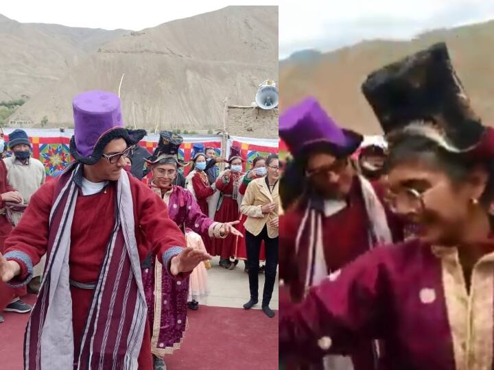 Aamir And kiran rao dance together in ladakh village, Laal Singh Chaddha Laal Singh Chaddha Shooting: तलाक के बाद लद्दाख में एक साथ डांस करते दिखे आमिर और किरण राव, देखें वीडियो