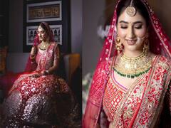 रेड-गोल्डन मिरर वर्क वाले लहंगे में बला की खूबसूरत लगीं Rahul Vaidya की दुल्हनिया Disha Parmar, बॉलीवुड हीरोइनों को भी कर दिया फेल