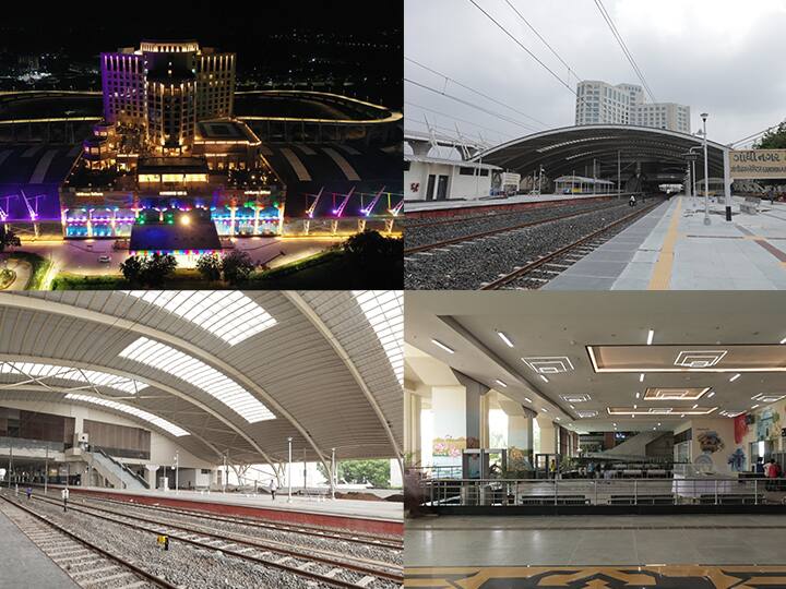Gandhinagar Railway Station :  गुजरातच्या गांधीनगरमध्ये पुनर्विकसित केलेल्या रेल्वेस्टेशनसह अन्य काही विकासकामांचं उद्घाटन आज पंतप्रधान नरेंद्र मोदी यांच्याहस्ते व्हर्चुअली व्हिडीओ कॉन्फरन्सिंगच्या माध्यमातून होणार आहे.(Photo Tweeted by @narendramodi)