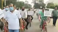 ગાંધીનગરમાં મોંઘવારીના વિરોધમાં કોગ્રેસે સાયકલ યાત્રા કાઢી કર્યો વિરોધ