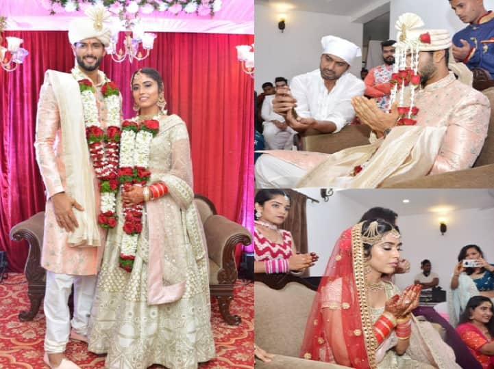 Cricketer Shivam Dube Marries Girlfriend Anjum Khan In Mumbai Shivam Dube Wedding : 'प्रेमाला बंधन नसतं...' स्टार क्रिकेटर शिवम दुबे मैत्रिण अंजुम खानशी विवाहबद्ध