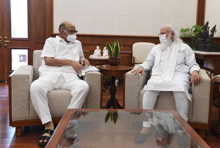 NCP Chief Sharad Pawar Meets PM Modi In New Delhi, Discussion Lasted For An Hour NCP Chief Sharad Pawar Meets PM Modi In New Delhi, Discussion Lasted For An Hour