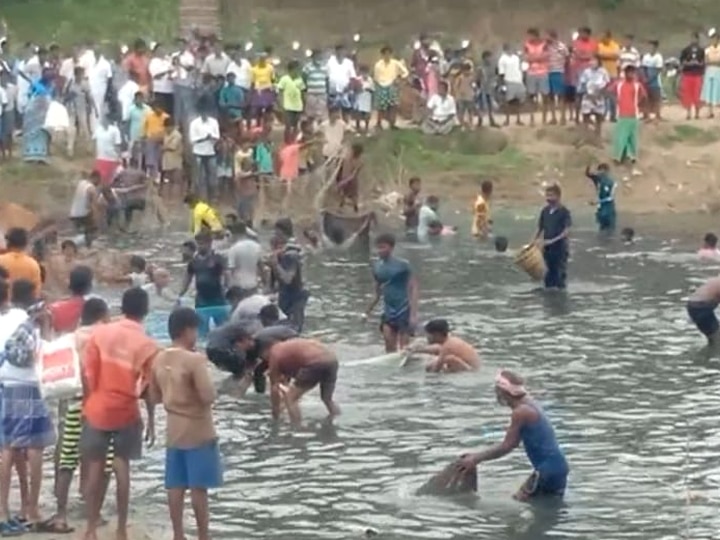 மீன்பிடி திருவிழாவால் குதூகலம் : காற்றில் பறந்த சமூக இடைவெளி..!