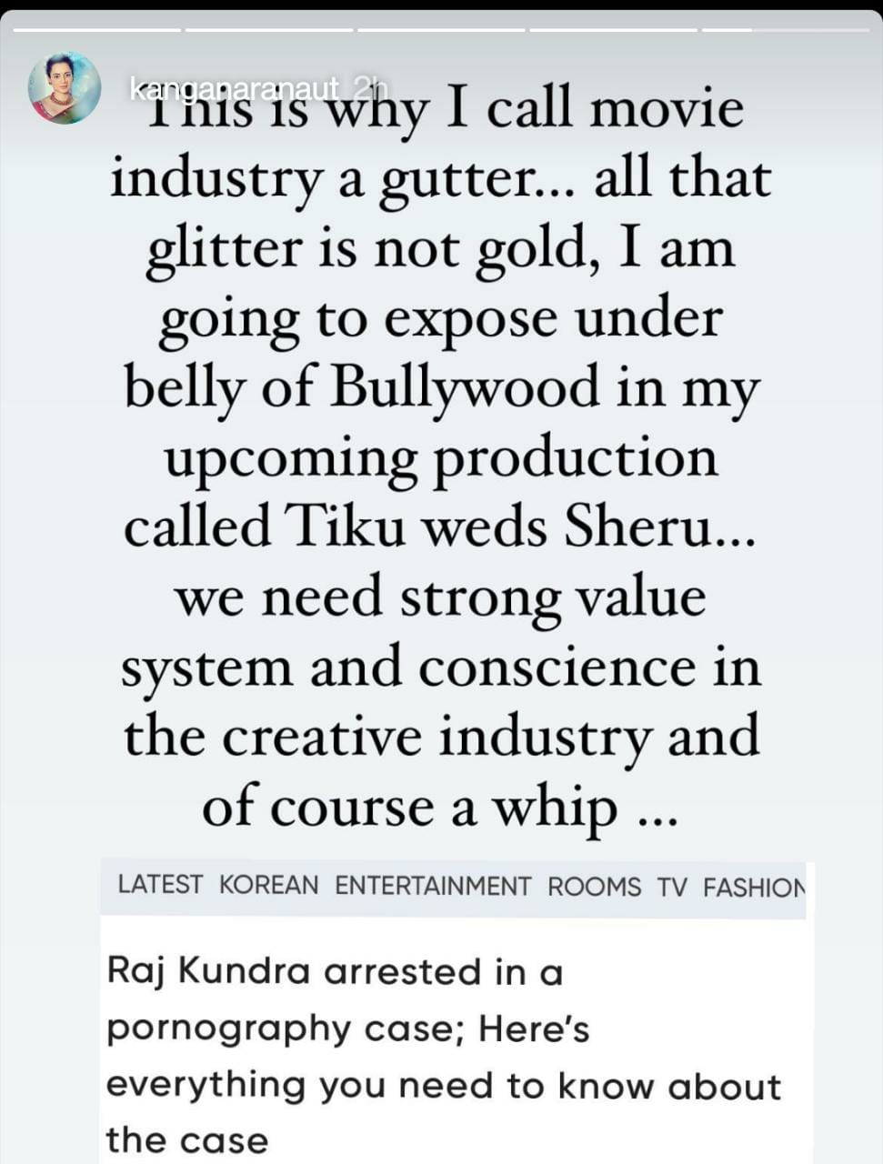 Kangana Ranaut On Raj Kundra’s Arrest: ‘All That Glitters Is Not Gold, Will Expose Bullywood...