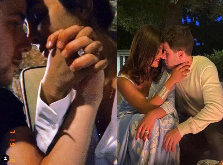 Priyanka Chopra leans in to kiss Nick Jonas in cosy photo shared on engagement anniversary 1.5 करोड़ की अंगूठी पहनकर Nick Jonas को किस करने आगे बढ़ीं Priyanka Chopra, कैमरे में कैद हुआ ये रोमांटिक फोटो