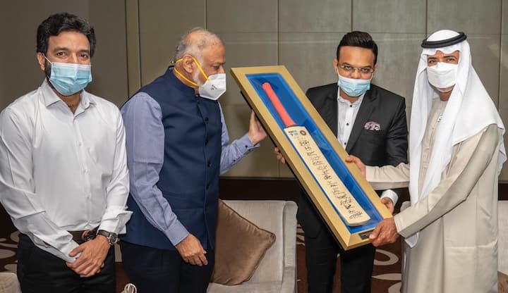 Jay Shah Meets UAE's Cultural Minister Ahead Of IPL In UAE, Thanks Him For 'Lasting Friendship' Jay Shah Meets UAE's Cultural Minister Ahead Of IPL In UAE, Thanks Him For 'Lasting Friendship'