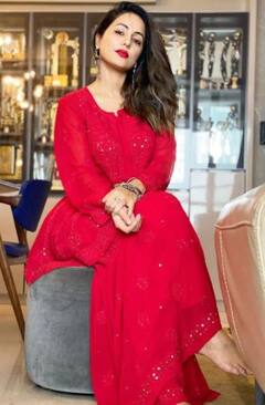 Eid Mubarak! Hina Khan Looks Resplendent In Red As She Gets Decked Up For Eid al-Adha 2021;See Pics