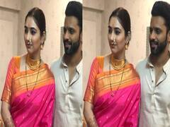 गुलाबी बनारसी साड़ी, ट्रेडिशनल गहने...मराठी बहू बनकर Disha Parmar ने की शादी के बाद पहली पूजा, Rahul vaidya भी दिखे साथ