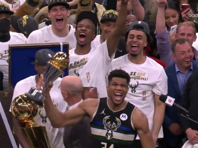 Celebrating the 2021 NBA Finals Champion Milwaukee Bucks