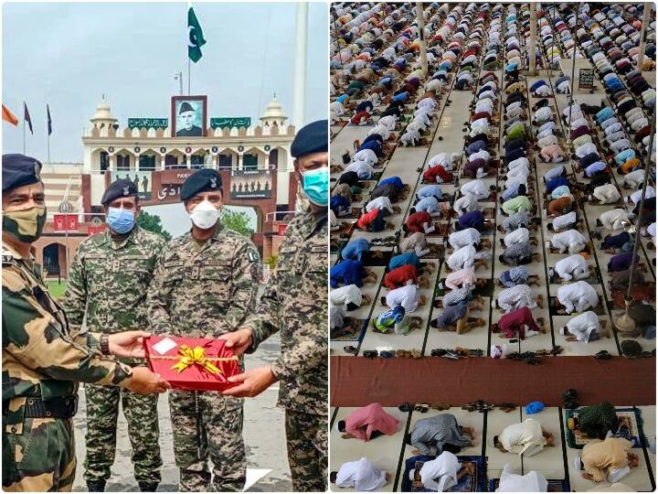कोविड-19 के बीच देश भर में मनायी गयी ईद, सीमा पर बीएसएफ और पाक रेंजर्स ने एक दूसरे को भेंट की मिठाइयां Eid al Adha India celebrates Bakrid in pandemic shadow BSF and Pak rangers exchanges sweets on burder after 2019 कोविड-19 के बीच देश भर में मनायी गयी ईद, सीमा पर बीएसएफ और पाक रेंजर्स ने एक दूसरे को भेंट की मिठाइयां