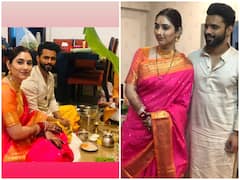 IN PICS: Rahul Vaidya’s Wife Disha Parmar Turns Marathi Mulgi As The Newlyweds Perform Satyanarayan Puja Together At Their Home