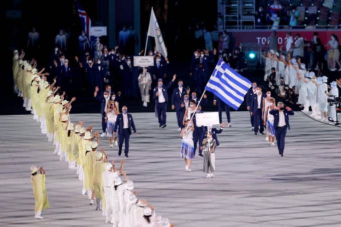 As is the custom, the Greece is the first country to enter the Olympic Stadium during the opening ceremony. Here's a photo from the parade of athletes! (PIC Credit: Tokyo 2020's Twitter Handle)