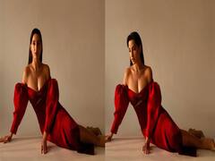 ऑफ शॉल्डर महरून बॉडीकॉन ड्रेस में Nora Fatehi को देख फैंस के धड़के दिल, जमीन पर बैठकर कराया फोटोशूट