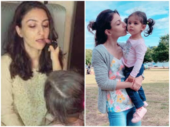 Inaaya was seen applying lipstick to Soha Ali Khan actress shared a cute video Soha Ali Khan को लिपस्टिक लगाती नजर आई बेटी Inaaya, एक्ट्रेस ने शेयर किया क्यूट वीडियो