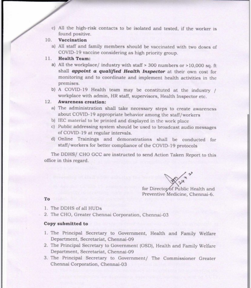 Covid-19 Guidelines: பணியிடங்களில் ஊழியர்களுக்கு இரண்டுகட்ட தடுப்பூசி கட்டாயம் - தமிழ்நாடு அரசு