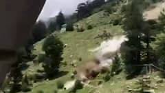 Kinnaur: Bridge destroyed by landslide in 34 secs