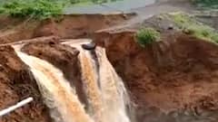 Kolhapur : Vansoli Damच्या सांडव्याला भगदाड, पाण्याच्या मोठ्या प्रवाहामुळे शेतकऱ्यांचं नुकसान