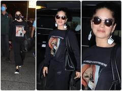 ब्लैक अवतार में मुंबई एयरपोर्ट पर दिखीं Sunny Leone, माउस के कर्सर जैसे ईयररिंग्स ने खींचा सबका ध्यान, देखें तस्वीरें