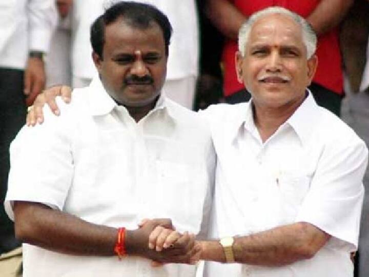 முன்னாள் முதல்வர் குமாரசாமியுடன் எடியூரப்பா
