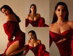 Nora Fatehi Pics: रेड ड्रेस में रेड वेलवेट केक जैसी लगीं नोरा फतेही, एक्ट्रेस की इन वायरल तस्वीरों ने मचाया तहलका