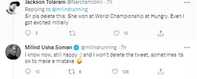 मिलिंद सोमन ने प्रिया मलिक को दी गोल्ड मेडल जीतने की बधाई, एक गलती की वजह से हो रहे ट्रोल, एक्टर ने ट्वीट को डिलीट करने से इंकार किया