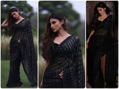 खुले बाल और नज़रें झुका कर मौनी रॉय ने दिखाया कातिलाना अंदाज, ब्लैक साड़ी में तस्वीरें देखकर फिदा हुए फैंस