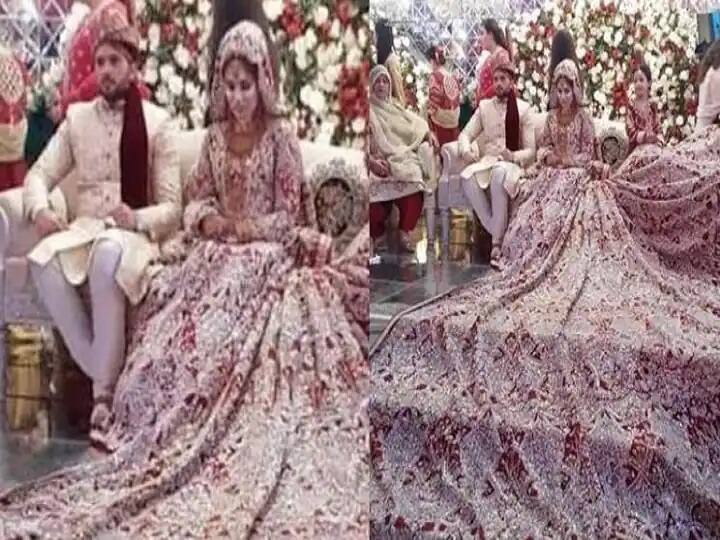 Pakistani Bride wears 100 kg lehnga on her wedding day ਦੁਲਹਨ ਨੇ ਪਹਿਨਿਆ 100 ਕਿੱਲੋ ਦਾ ਲਹਿੰਗਾ, ਲੋਕਾਂ ਨੇ ਦਿੱਤੇ ਅਜਿਹੇ ਰੀਐਕਸ਼ਨ.....