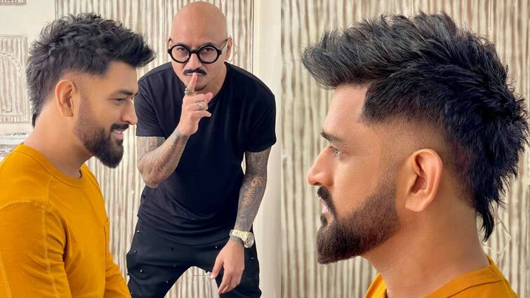 MS Dhoni's New Super-Look In Razor-Sharp Beard Along With Funky Haircut became Viral MS Dhoni's New Super-Look: ২২ গজে নয়, এবার নতুন হেয়ার কাটে নজর কাড়লেন ধোনি