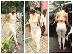 IN PICS: Malaika Arora Flaunts Her Toned Physique In A Beige Coloured Gym Wear