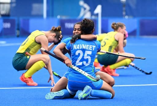 The Indian women's hockey team created history in the Olympic Games being played in Japan's Tokyo. In what comes as a historic day, India secured its maiden semi-final spot for the first time in Olympics history after beating Australia 1-0 in the quarter-final match. Photo Courtesy: AFP
