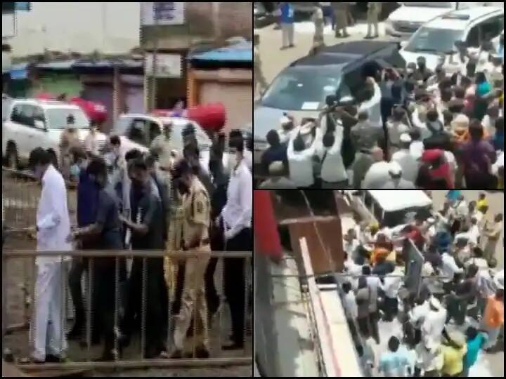 CM Thackeray's Convoy Stopped By BJP Workers During Visit To Flood-Affected Areas In Sangli Uddhav Thackeray Convoy Stopped: సీఎం కాన్వాయ్ ను అడ్డుకున్న భాజపా కార్యకర్తలు.. పోలీసులతో ఘర్షణ