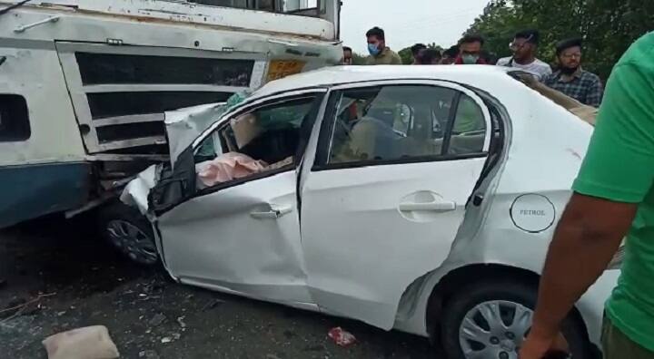 Rajkot ST bus and car accident at Kalavad raod , 4 medical student died, one injured Rajkot : ST બસ અને કાર વચ્ચે ગમખ્વાર અકસ્માત, 4 ભાવી ડોક્ટર્સના મોતથી અરેરાટી