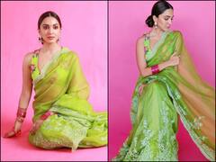 PICS: Kiara Advani Is A Sight To Behold In Saree, Janhvi Kapoor Goes Gaga Over Her Look