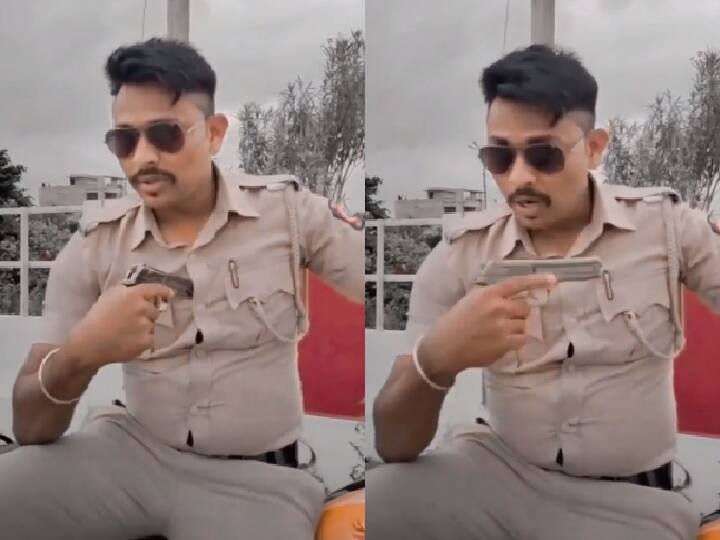 Amravati police viral video Mahesh Kale suspended by SP 'कायद्याचा बालेकिल्ला, ओन्ली अमरावती जिल्हा' म्हणत पिस्तुल घेऊन व्हिडीओ काढणं पोलिसाला महागात
