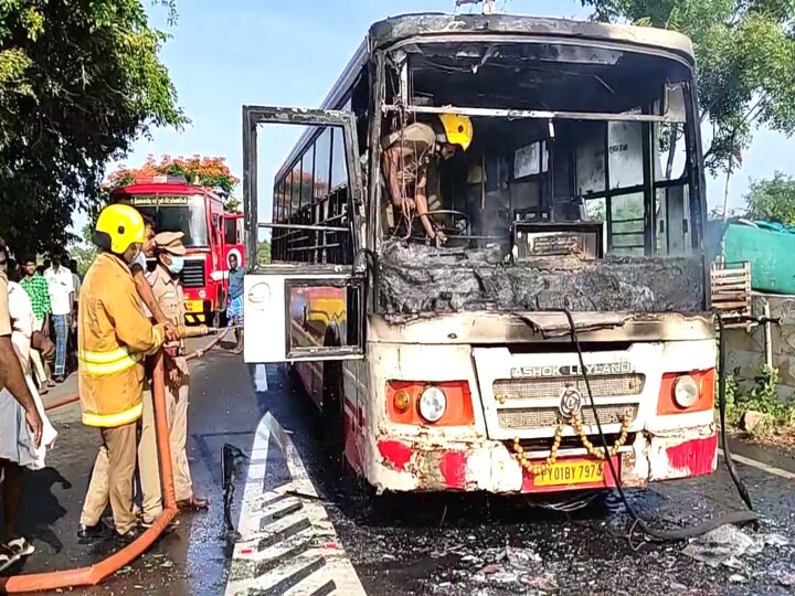 மயிலாடுதுறையில் ஓடும் பேருந்தில் பற்றிய தீ... அதிர்ஷ்டவசமாக உயிரித்தப்பிய பயணிகள்