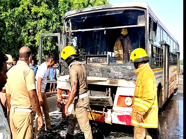 மயிலாடுதுறையில் ஓடும் பேருந்தில் பற்றிய தீ... அதிர்ஷ்டவசமாக உயிரித்தப்பிய பயணிகள்