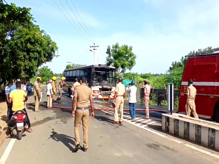 மயிலாடுதுறையில் ஓடும் பேருந்தில் பற்றிய தீ... அதிர்ஷ்டவசமாக உயிரித்தப்பிய பயணிகள்