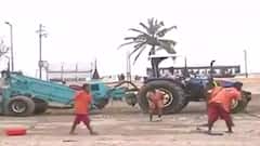 Sand at Mumbai's Juhu beach turns black after an oil spill