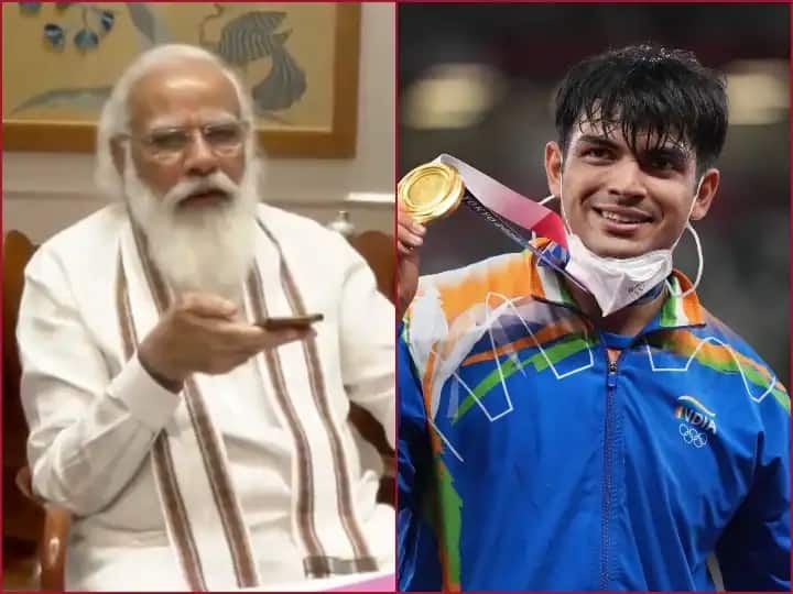 Know what PM Modi talked to Neeraj Chopra who won gold medal in Tokyo Olympics 2020, over the phone पंतप्रधान मोदी टोकियो ऑलिम्पिकमध्ये सुवर्णपदक जिंकणाऱ्या नीरज चोप्राशी फोनवर काय बोलले?