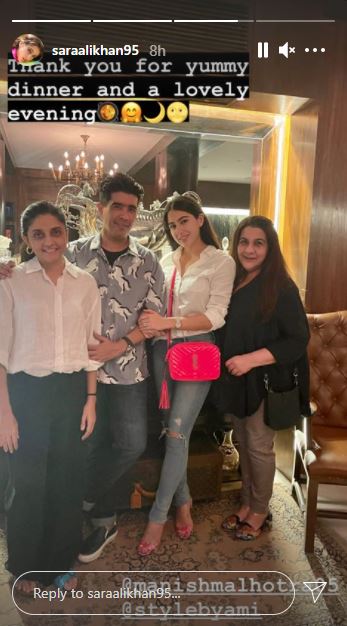 Sara Ali Khan Calls Manish Malhotra ‘Mummy’ As They Enjoy Dinner Together