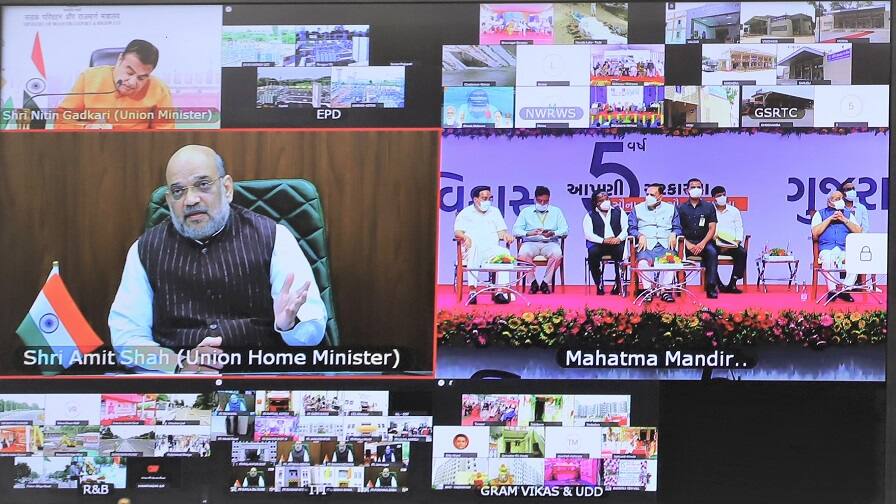 Union home minister Amit Shah virtually inaugurated several projects in Gujarat અમિત શાહે ગાંધીનગર-અમદાવાદને જોડતા ક્યા બે ઓવરબ્રિજનું લોકાર્પણ કર્યું ? ક્યા બે નવા ઓવરબ્રિજનું ખાતમુહૂર્ત કર્યું ?